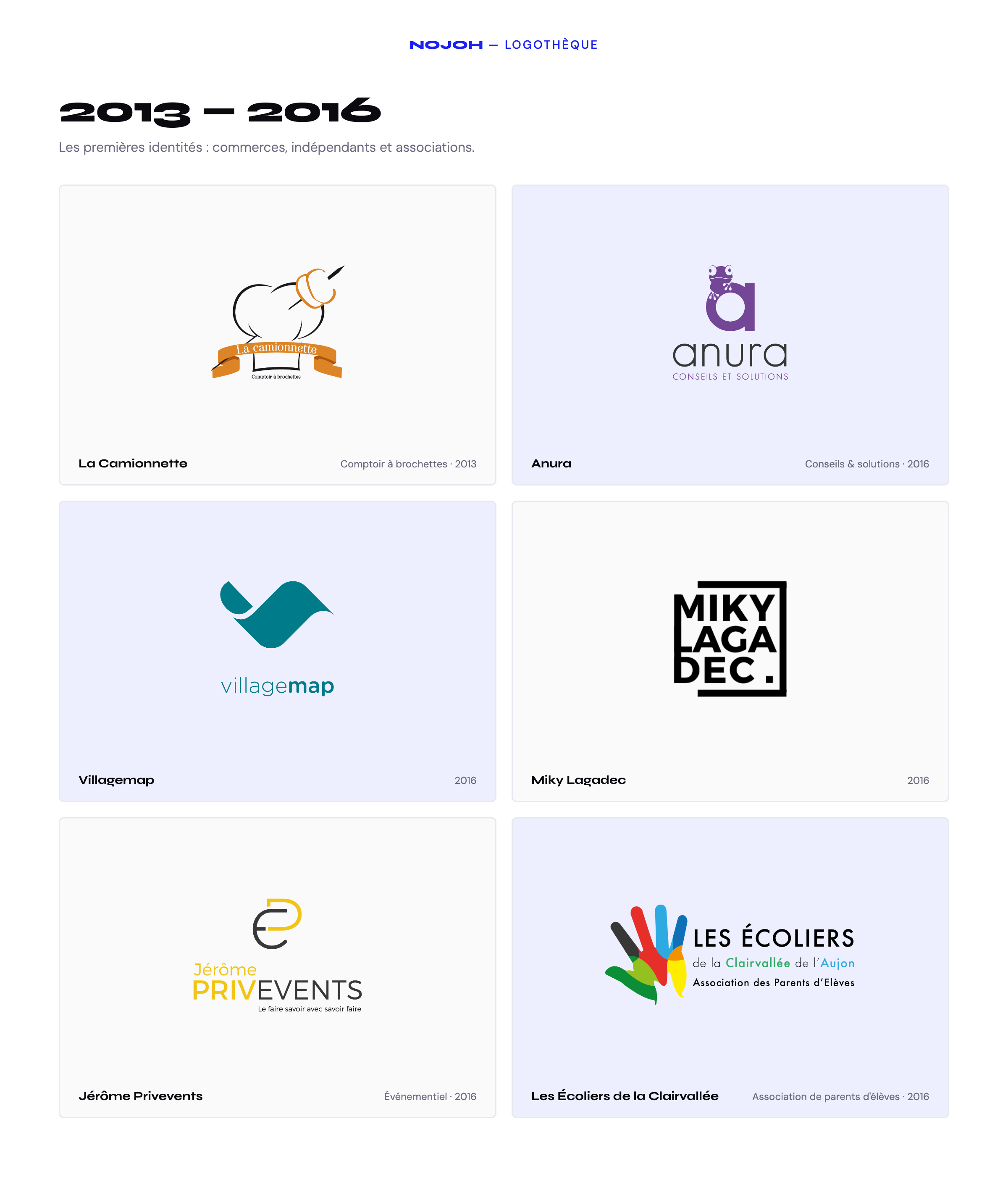 2013 — 2016 · Les premières identités