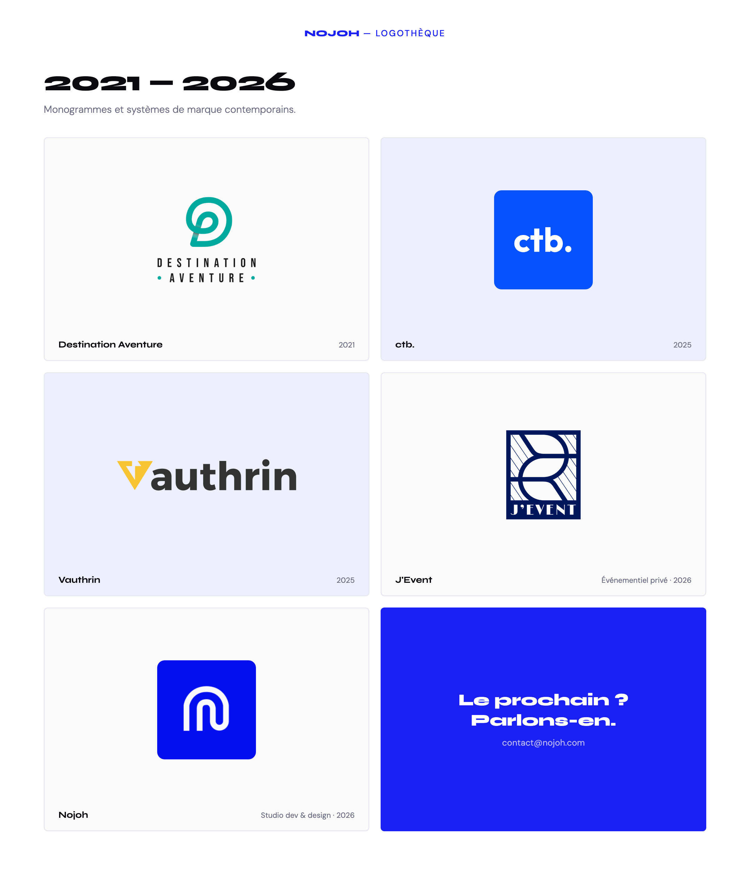 2021 — 2026 · Monogrammes & systèmes de marque